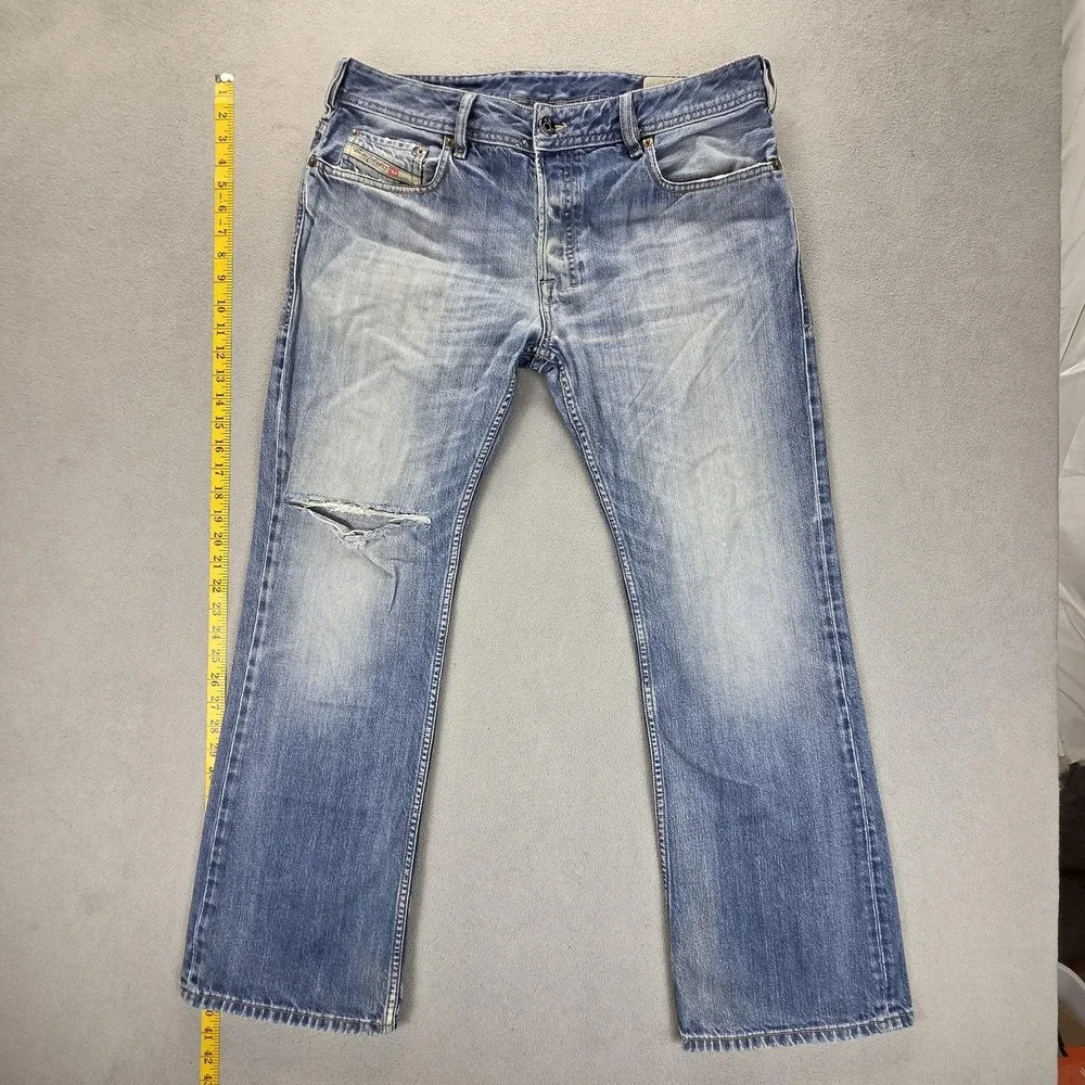 Diesel Jeans Mens 34x30 Blue Zatiny Med Wash Bootcut Button Fly 008XR
